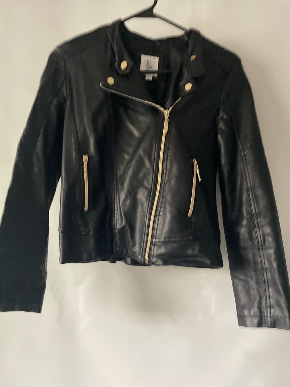 art class Black Leather Asymmetric Moto Jacket with Gold Hardware